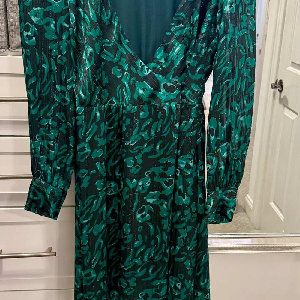 Elegant Green Animal Print Patterned Dress